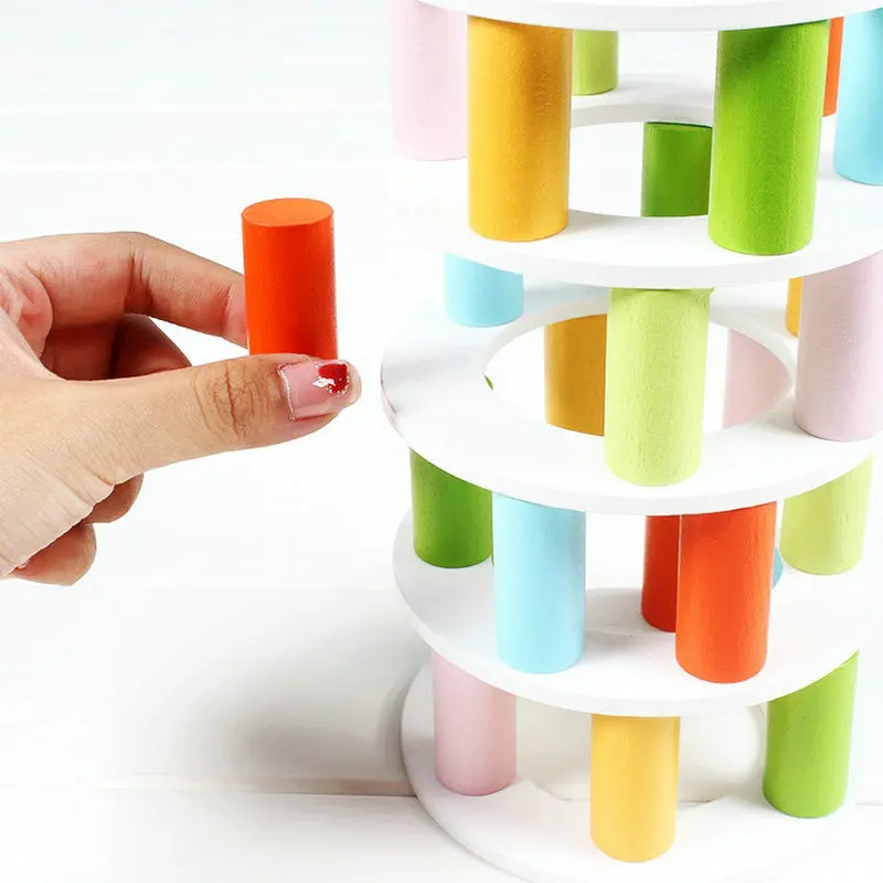 

Disassembly Building Blocks Leaning Tower Pisa Balance Game and Flight Chess Kids' Floor Games Kindergarten Supplies Wooden Toys