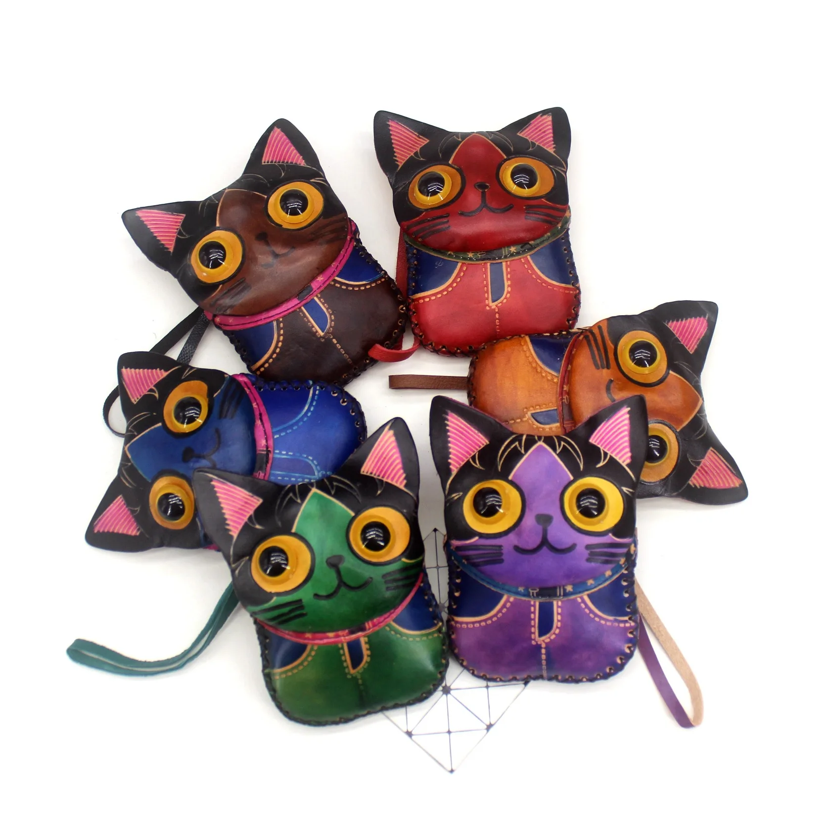 Кошельки из натуральной воловьей кожи с резьбой кошки кошельки для мелочи