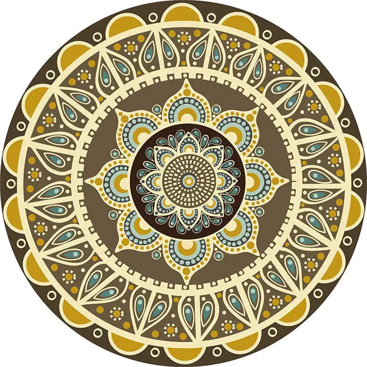 

Bohemian Art Geometry Psychedelic Printing Round Non-slip Rug Floor Mat Bedroom Living Room Home Decoration