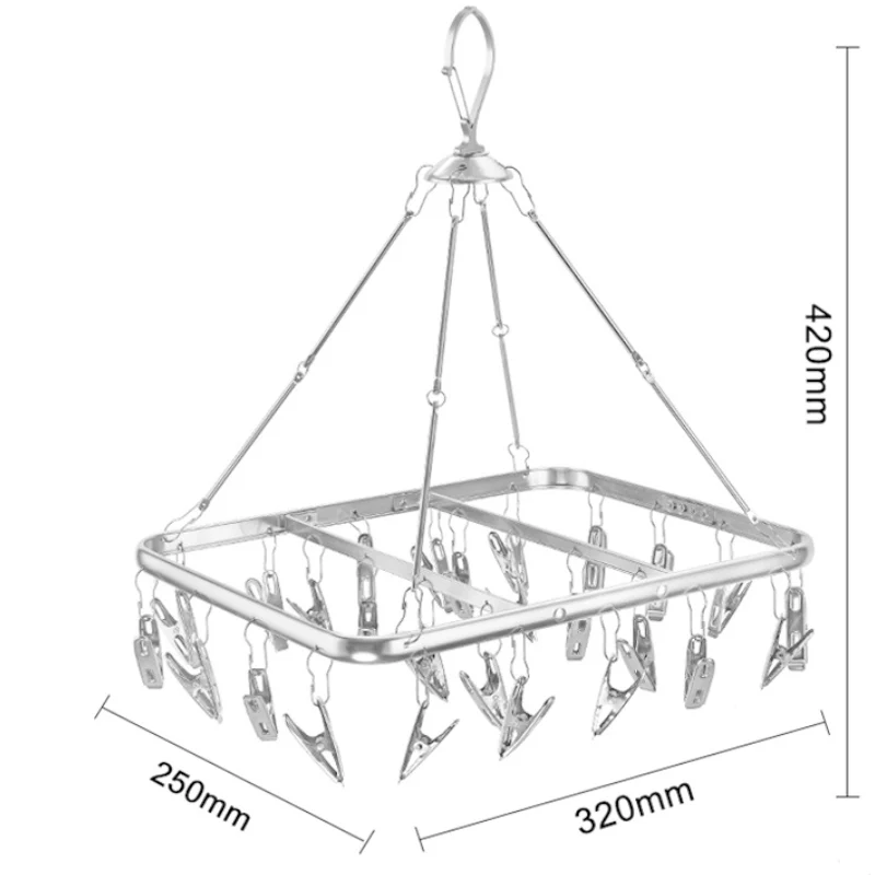 

26 Clips Clothes Drying Rack Space Saving Socks Shorts Underwear Hanger Drying Hanging Shelf Household Support Clothes Hangers