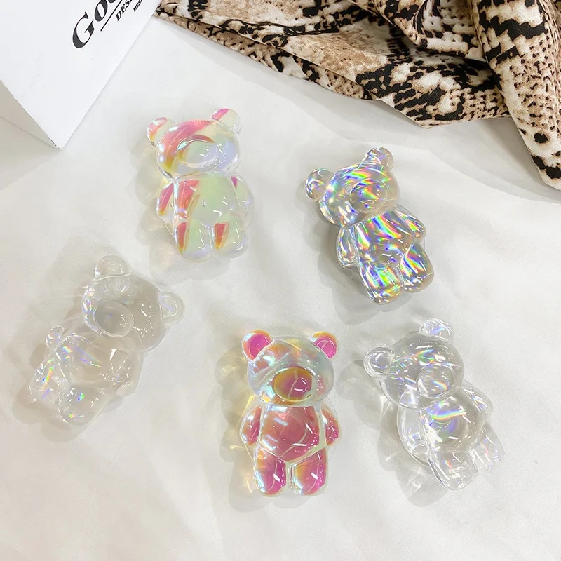 Korea Aurora Laser Bear Cell Phone Holder Grip Tok Bracket for iPhone 13 Foldable Griptok Car Folding Mobile Stand | Мобильные