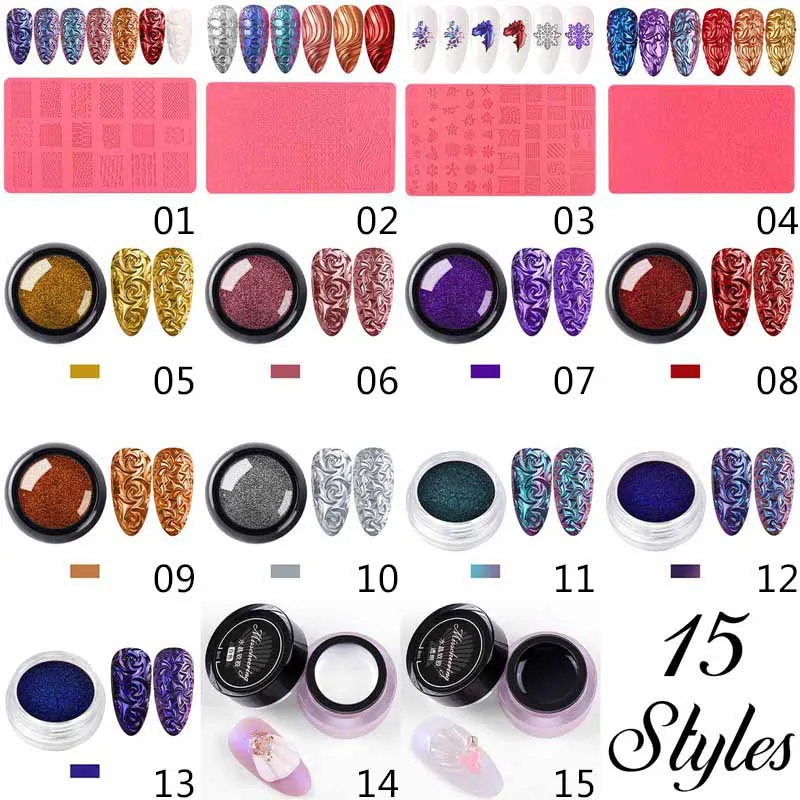 

Nail Art Silicone Printing Template Nail Mold Powder Chrome Pigment Dust Environment-Friendly 3D Relief Decorating Manicure Tool
