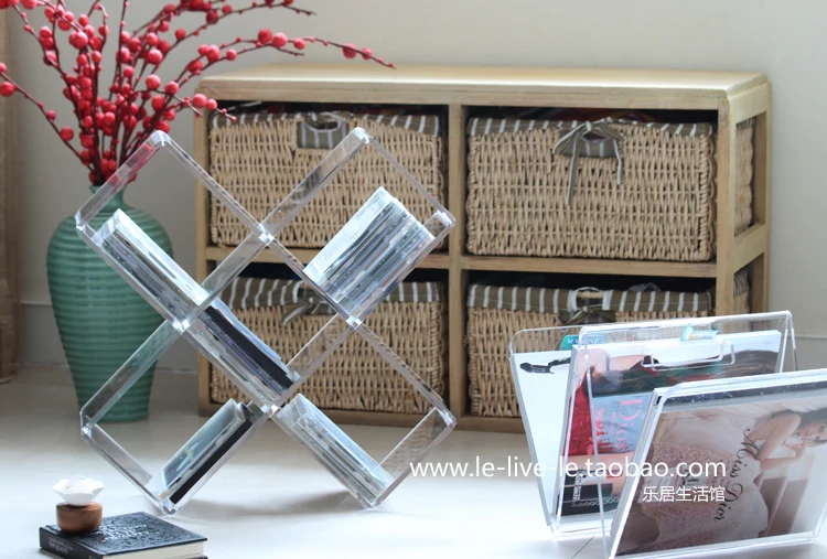 

Transparent crystal texture Acrylic Nordic style original design CD rack disc rack shelf storage rack floor decoration