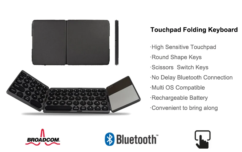 [AVATTO] Bluetooth Беспроводная складная клавиатура с тачпадом, складная BT мини клавиатура для телефона планшета ноутбука ПК ipad iphone