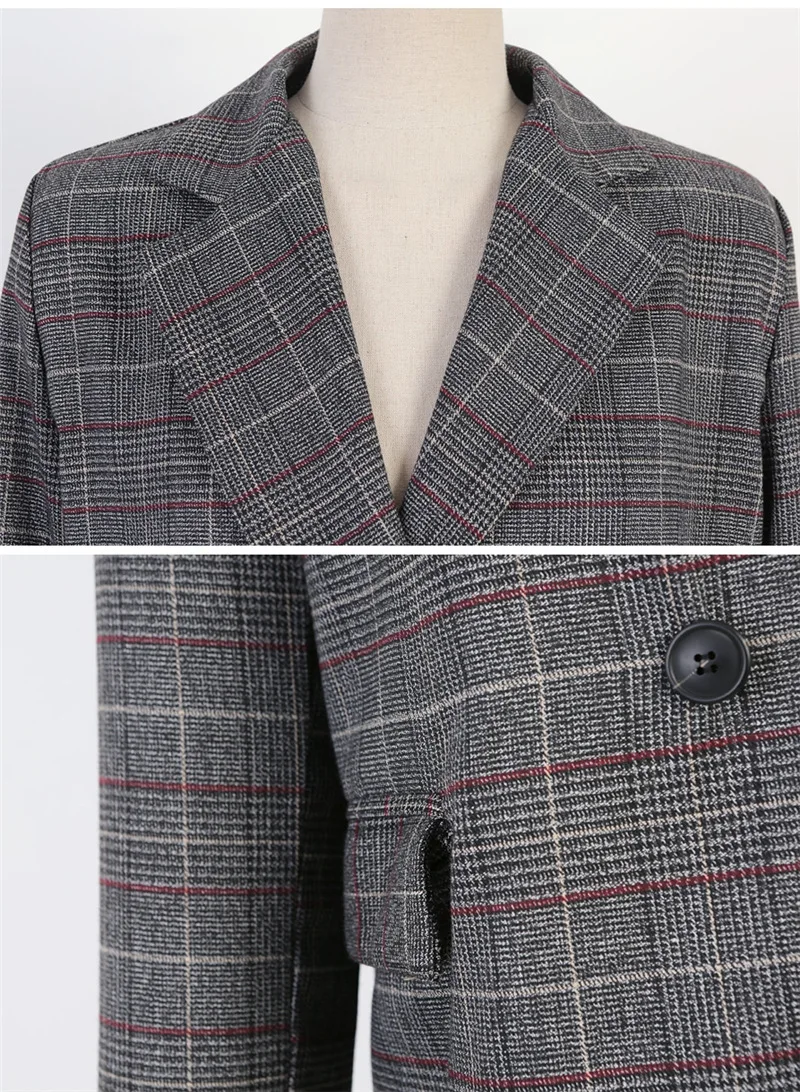 

Plus Size Women's M-5XL2021 New Spring and Autumn Korean Retro Plaid Casual Suit Jacket High Quality Elegant Long Coat Female
