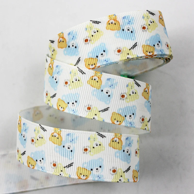 

Cartoon bear printed grosgrain ribbon 16-75mm DIY handmade materials christmas wedding gift wrap tape ribbons