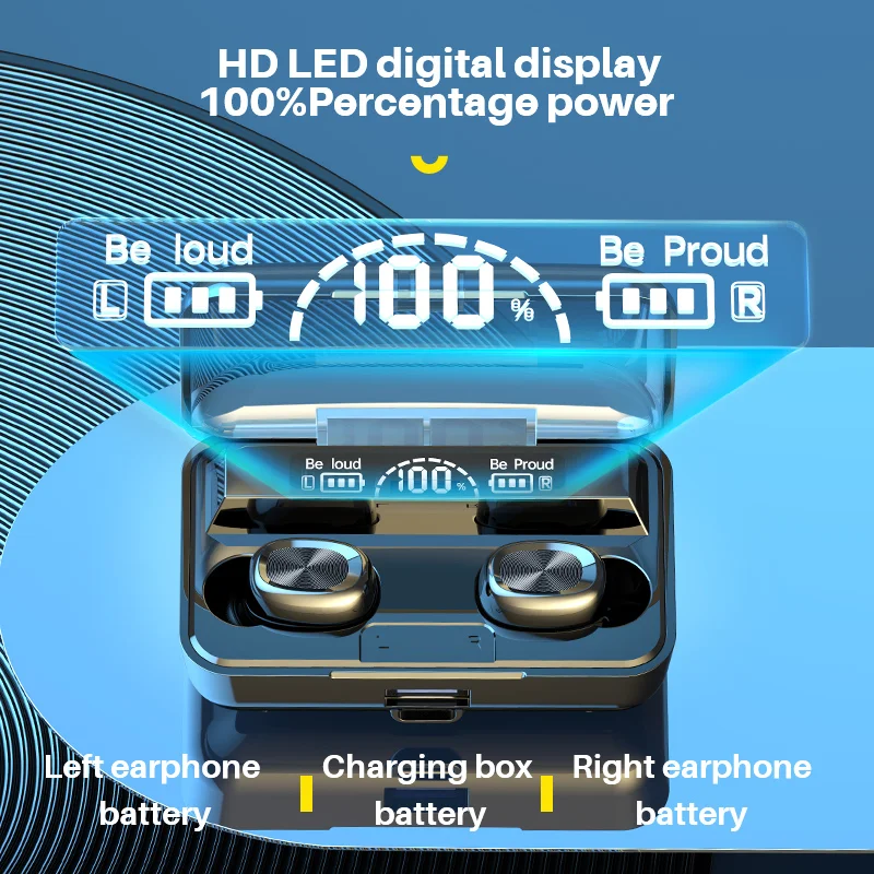 

TWS Bluetooth 5.1 Earphones Charging Box LED Digital Display Wireless Headphone Stereo Sports Running Headsets With Microphone