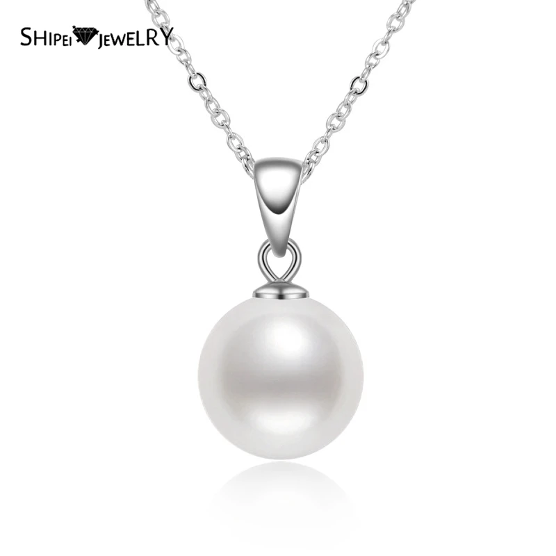 

Shipei Classic 925 Sterling Silver Pearl Fine Jewelry Wedding Engagement White Gold Pendant Necklace Wholesale Drop Shipping
