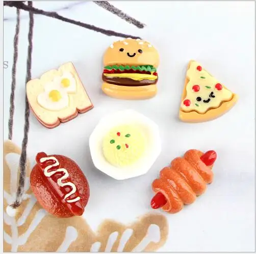 20 шт./лот полимерные Стразы плоские с оборота продуктов гамбургер булочка пиццы
