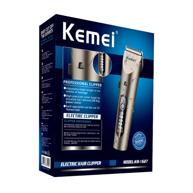 

Kemei Waterproof Men's Hair Beard Trimmer Electric Cordless Zero Gapped LED Hair Clippers fine tune