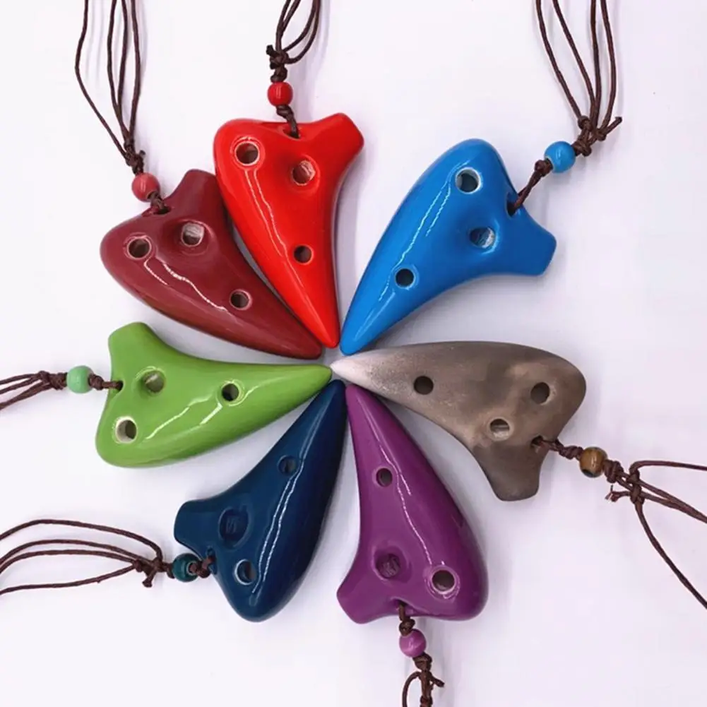 

Керамическая канавка Ocarina с гладкой поверхностью, керамическая канавка для начинающих музыкальных инструментов с 6 отверстиями для музыкал...