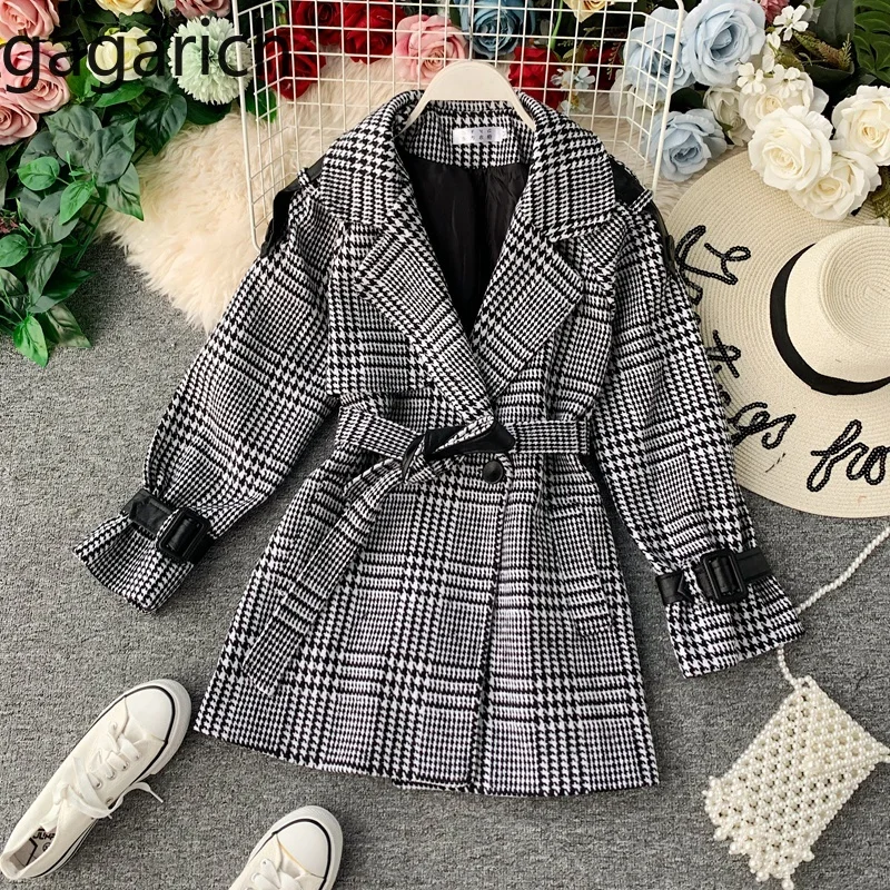 Gagarich пальто для женщин 2019 Новый отложной Воротник Сращивание асимметрия решетки