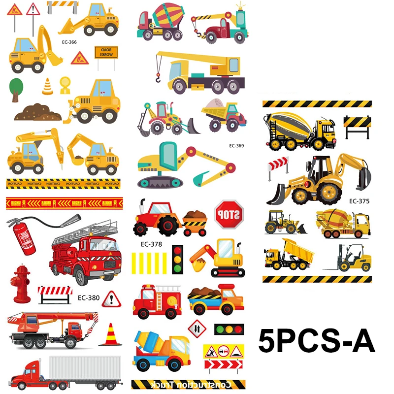 Мультяшная ферма тема строительный автомобиль временная татуировка стикер