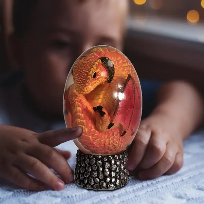 Dinosaur Eggs Hatching Easter Glow Resin Dragon Egg Crystal With The Base Led Growing Baby Dragon Egg Dinosaur Toy Children Gift