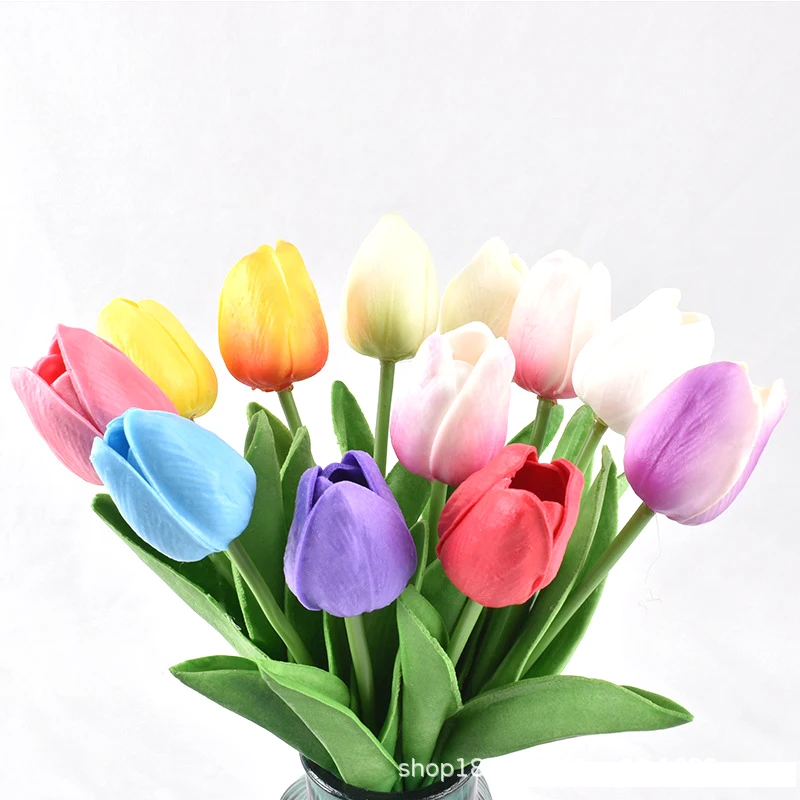 5 шт./лот искусственные Тюльпаны из искусственной кожи букет на ощупь цветы