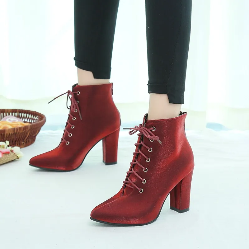 2019 г. новые зимние женские удобные ботинки с заостренным носком простые милые на