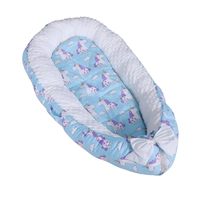 

50x90cm Portable All Season Pure Cotton Baby Nest Bubble Velvet Travel Bed Toddler Cradle Newborn Babys Bassinet Bumper