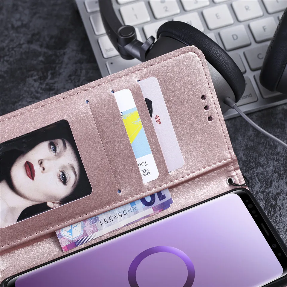 Роскошный кожаный чехол портмоне с откидной крышкой для мобильного телефона samsung