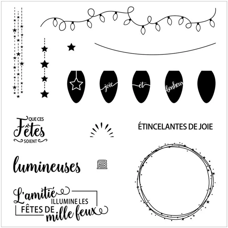 French Stars Text Silicone Clear Rubber Stamp Sheet Cling Scrapbooking DIY Cute Pattern Photo Album Paper Decoration