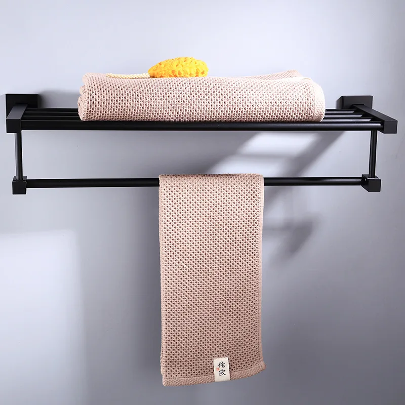 Полка для полотенец ванной комнаты SDSN квадратная черная бронзовая Держатель