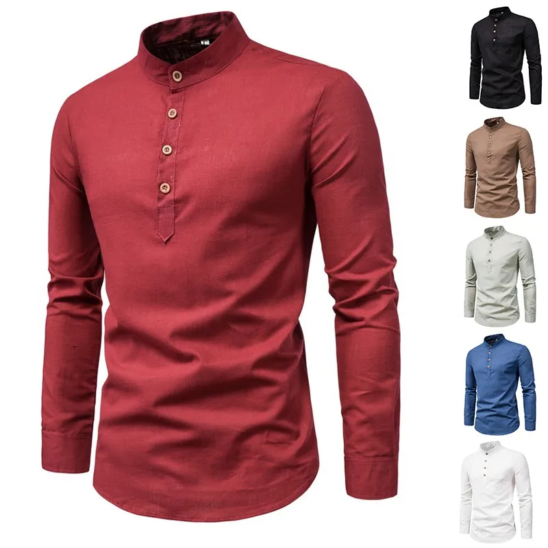 

Men Casual Shirts Long Sleeve Slim Fit Linen Shirt Batik Plus Size Men