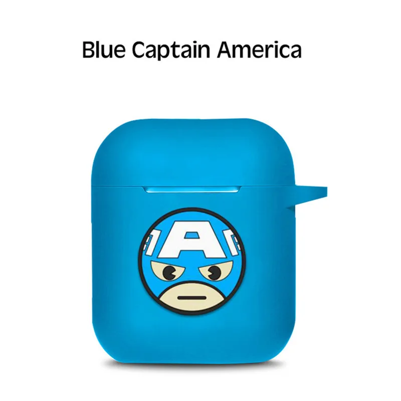 Мультфильм Мстители беспроводной Bluetooth кожухи головных телефонов для AirPods противоударный защитный чехол для Apple Air Pods силиконовый чехол Coque - Цвет: Blue captain