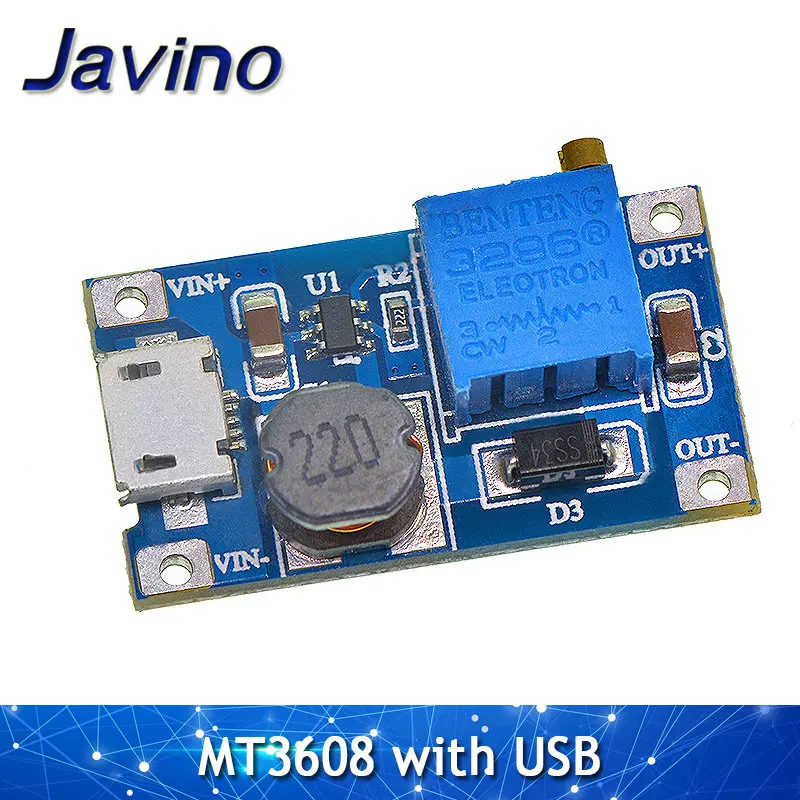 5 шт. Повышающий Модуль MT3608 DC 2 а с MICRO USB в 24 до В 9 12 28 в|Регуляторы