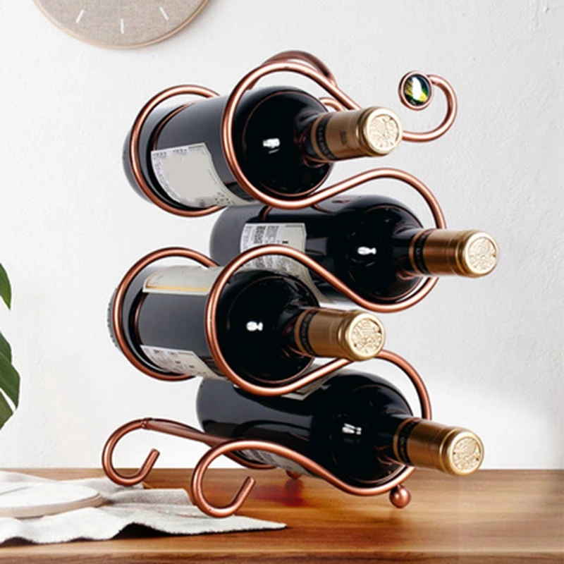 Винная стойка в европейском стиле на 4 бутылки металлическая отдельно стоящая