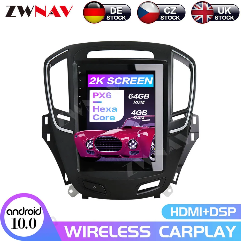 

10.4''Tesla Android 10.0 PX6 4+64GB voice control Built-in CARPLAY Car Radio For OPEL Regal lnsignia 2013-2017 GPS Navigation