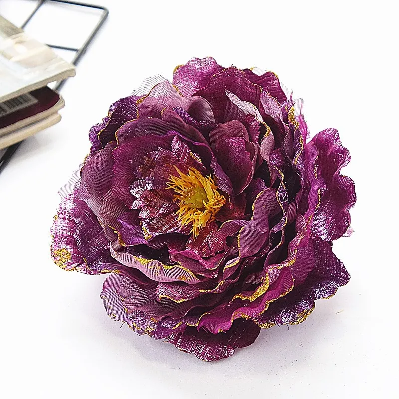 7 шт./лот большие золотые Цветочные головки пионов шелковые искусственные цветы