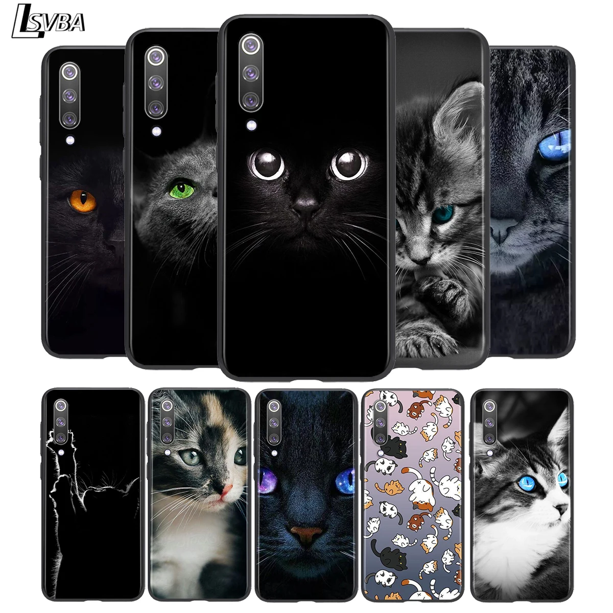 Милый черный чехол с кошачьими глазами для Xiaomi Mi Note 10 Ultra 5G 9 SE 8 A3 A2 A1 6X Poco M2 Pro Play F1 Lite