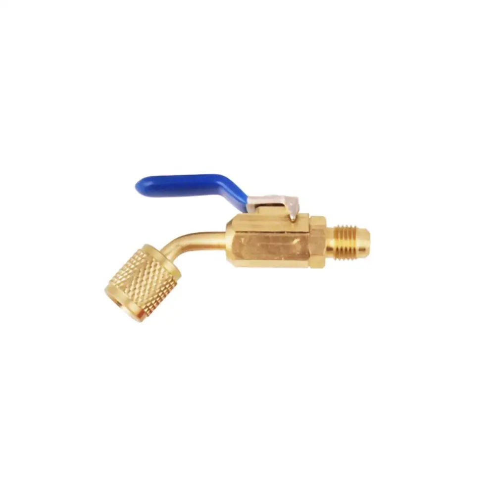 

6PCS Air Conditioning Refrigerant Angled Compact Ball Valve 1/4 Inch for Refrigerant Tank Adapter 6014 Vacuum Pump Adapter