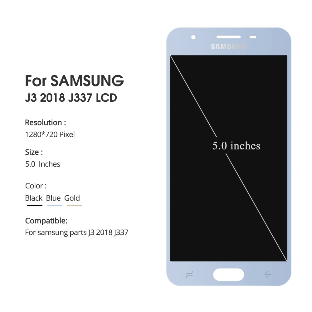 ЖК дисплей с тачскрином в сборе для Samsung Galaxy J3 2018 J337 J337P J337T 100% тестирование