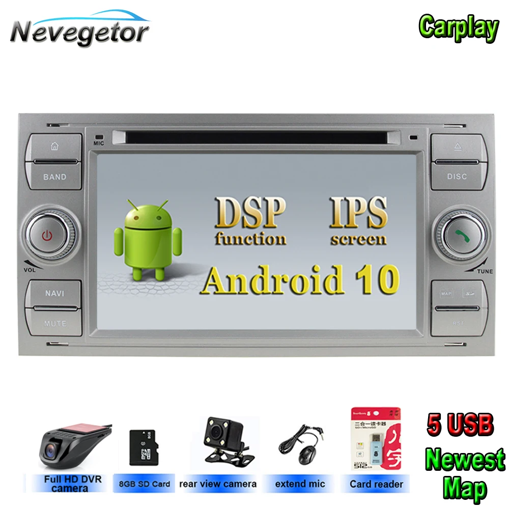 Android 10 Автомобильный мультимедийный плеер для Ford Mondeo S max Focus C MAX Galaxy Fusion Transit Kuga WiFi