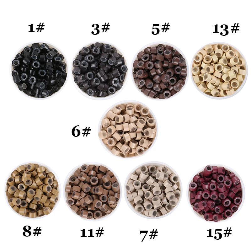 1000 шт. силиконовые микрокольца для наращивания волос 5 0 мм 8 цветов на выбор|micro