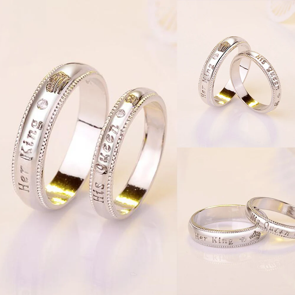 Ее король и его королева пара обручальное кольцо из нержавеющей стали юбилей