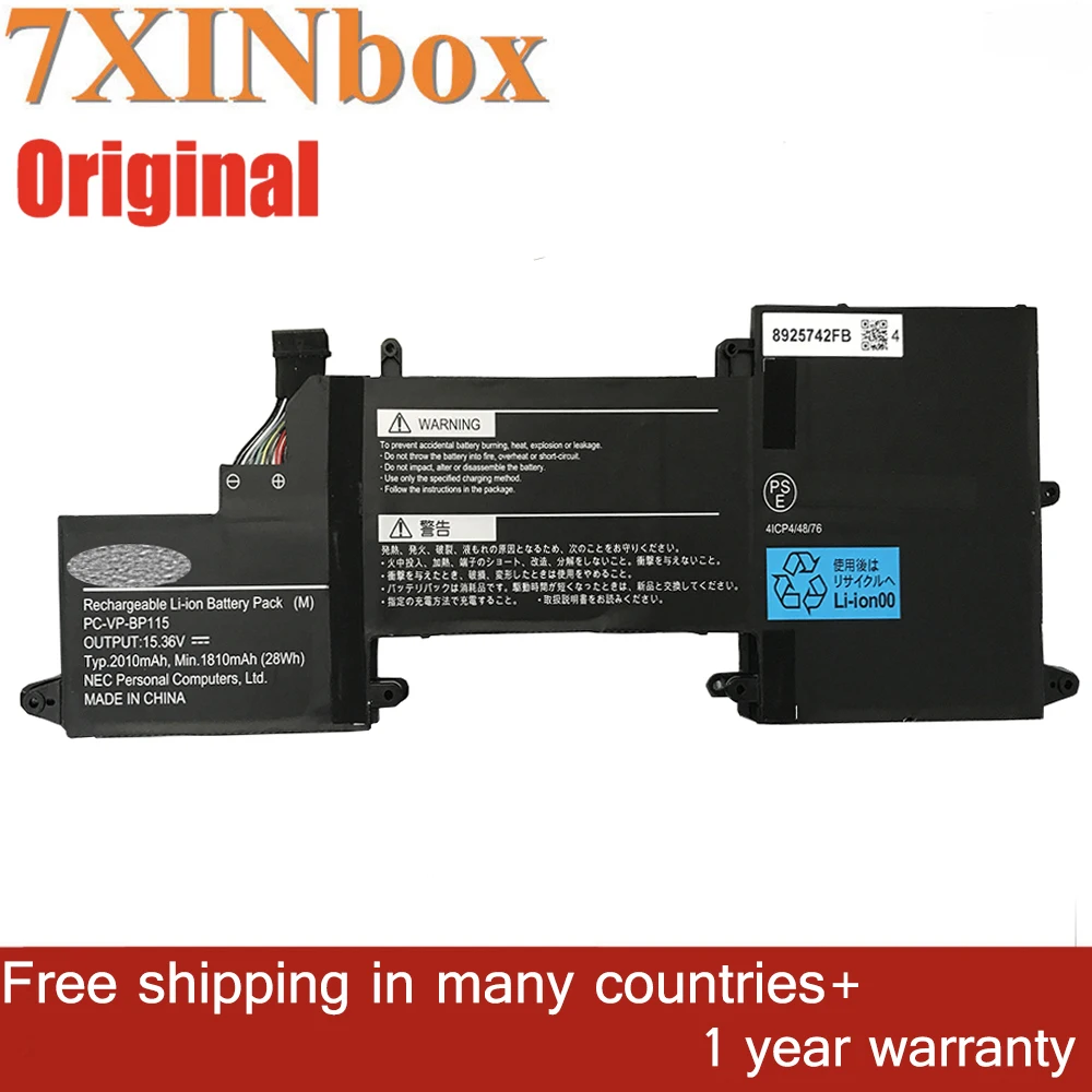 

7XINbox 15.36V 28Wh 1810mAh Original PC-VP-BP115 PC-VP-BP116 Laptop Battery For NEC 4ICP4/48/76 4ICP4/48/78