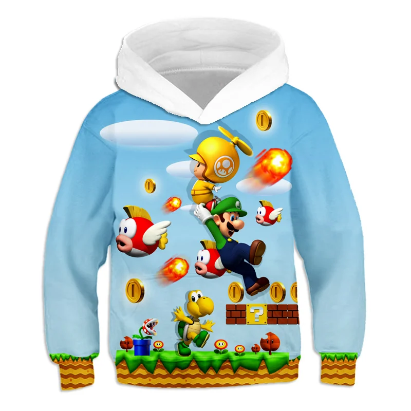 Толстовки с объемным принтом Super Mario Bros для маленьких мальчиков Детская одежда и