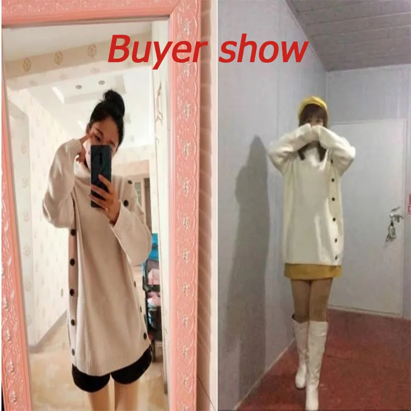 Утепленный женский свитер корейский Повседневный трикотажный пуловер с высоким