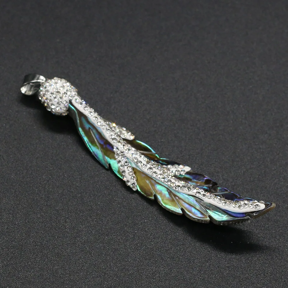 

Leaf Shape Abalone Shell Charm Pendant Plus AB Mud Drill Jewelry Making DIY Bracelet Earring Necklace Accessories Size 15x75mm
