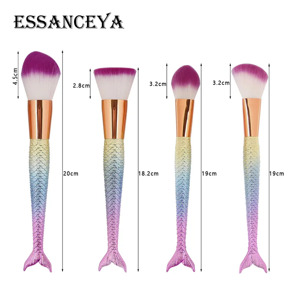 ESSANCEYA Русалка профессиональная оболочка кисти для макияжа основа для макияжа веер косметическая пудра многофункциональные тени для век Инструменты для бровей