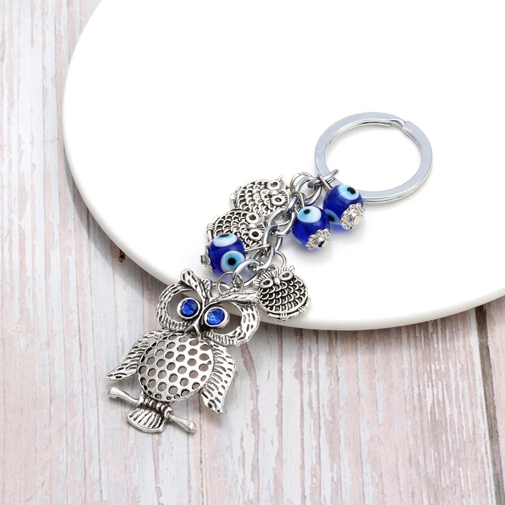 Night Owl Key Chains Blue Evil Eye Keychain Charms Fashion Nighthawk Pendent Unisex Backpack Ornaments Accessories | Украшения и