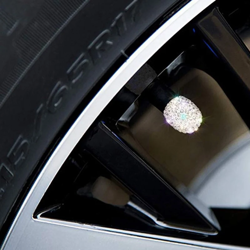 

4pcs/set Valve Core Cover Soft Clay Rhinestone Car Tire Valve Caps Diamond Shining Dustproof Caps