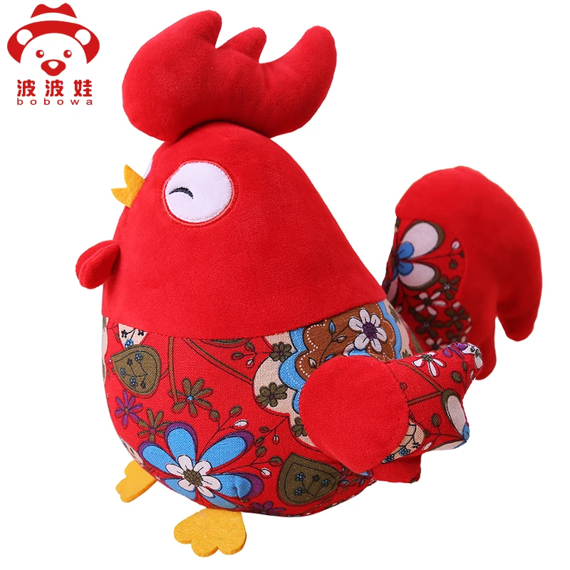 

candice guo Q plush toy lovely animal floral red cock chicken soft stuffed doll cushion lucky decoration birthday Christmas gift