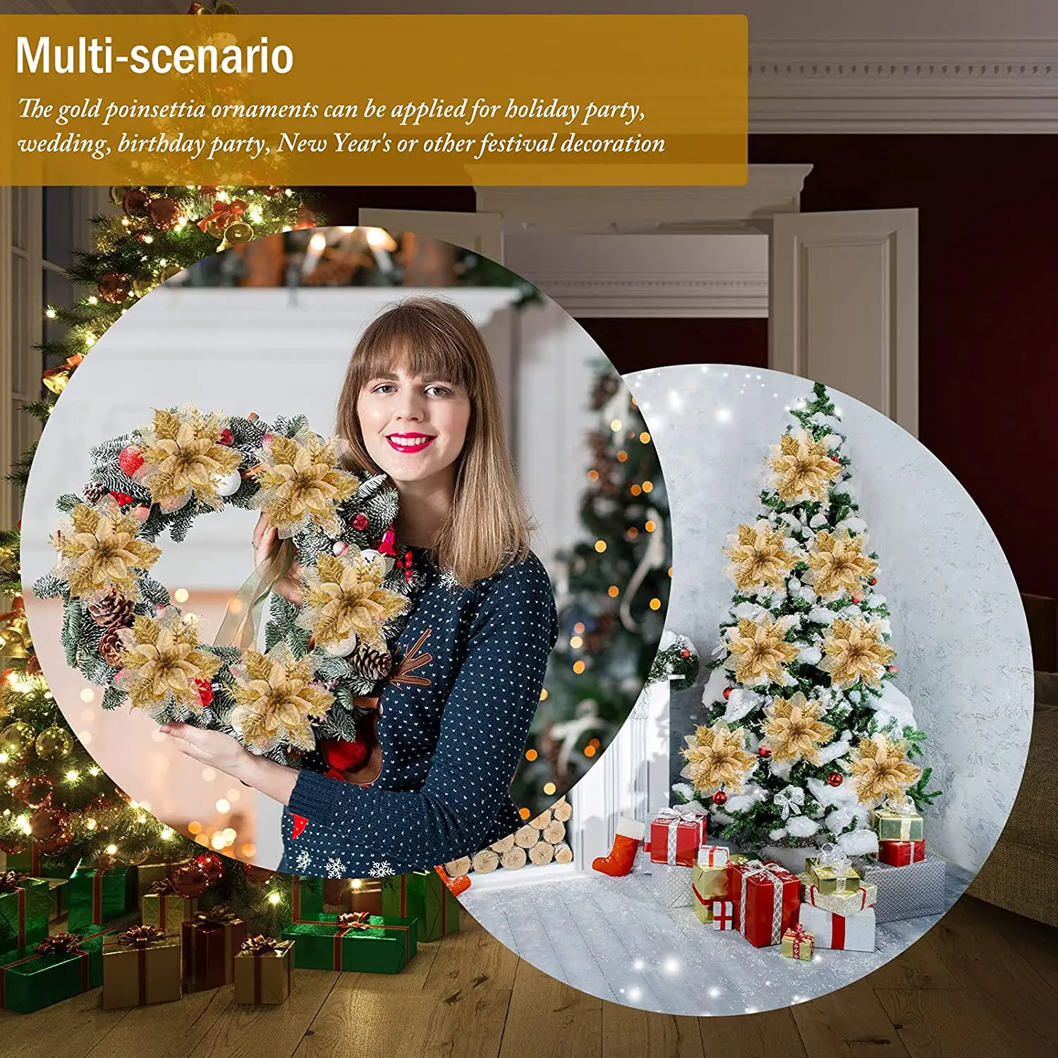 10/20 шт. новогодний цветок пуансетия искусственный с зажимом рождественское и