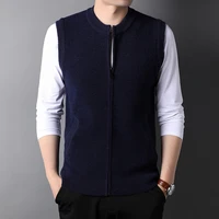 winter grade autum fashion new brand zipper top knit cardigan sweater vest men retro crew woolen sleeveless casual man clothes