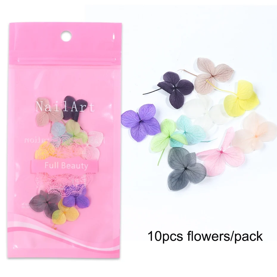 10pcs 100pcs Fasting Dried Flowers 3D Nail Art Decorations Natural Floral Sticker Charms Nail Designs UV Gel Polish Accessories BE1505 - Цвет: 10pcs
