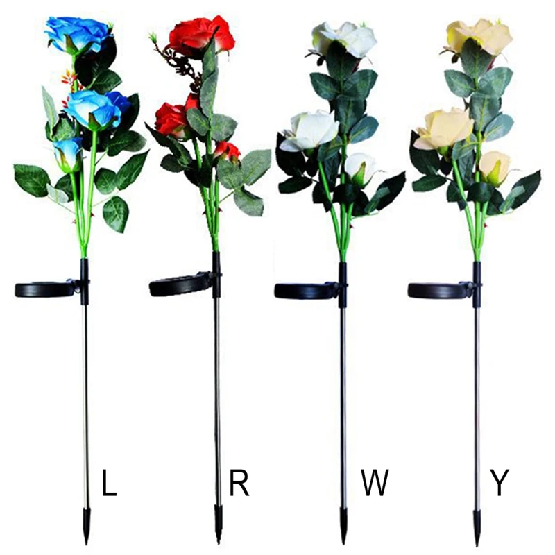 

3 LED Solar Rose Flower Light Waterproof Garden Landscape Lamp Outdoor Decoration Lawn Valve Home Decor Flower Night Lights