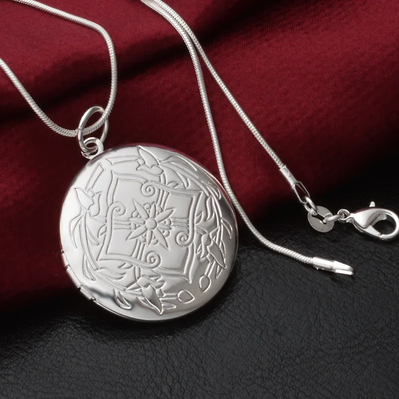 Женский круглый медальон из серебра 925 пробы|gifts for women|photo locket necklacelocket necklace |