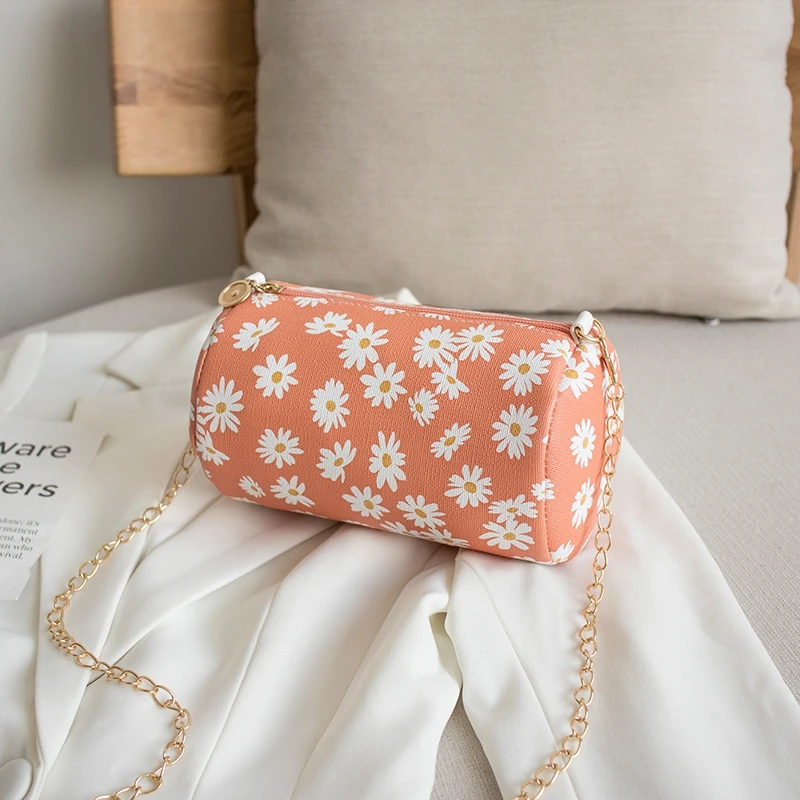 Женская сумка на плечо сумка-барабан с цветочным рисунком модная